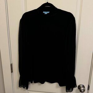 NWT CeCe Mock Neck Blouse (Size: 2X; Color: Black)